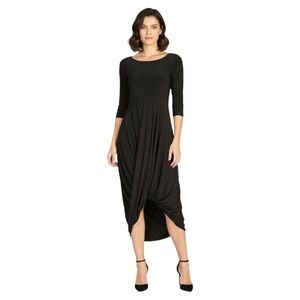 Joseph Ribkoff Long Sleeve Midi Dress Size 8 US Black Cocoon‎ Style 32025